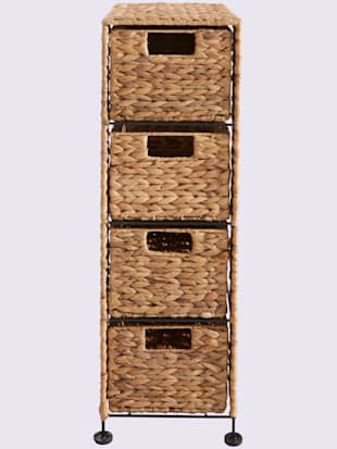 Commode châssis métallique avec jacinthe d'eau tressée de qualité - helline home - Couleur Ivoire