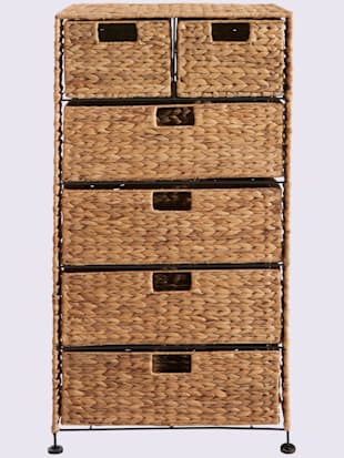 Commode châssis métallique avec jacinthe d'eau tressée de qualité - helline home - Couleur Ivoire