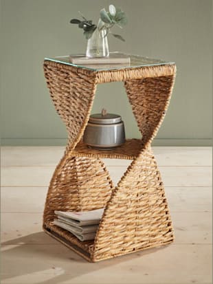 Desserte châssis métallique avec jacinthe d'eau tressée de qualité - helline home - Couleur Ivoire