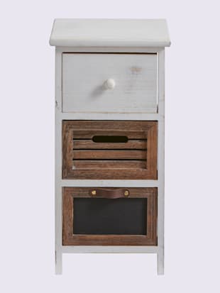 Commode bois massif de paulownia - helline home - Blanc-marron