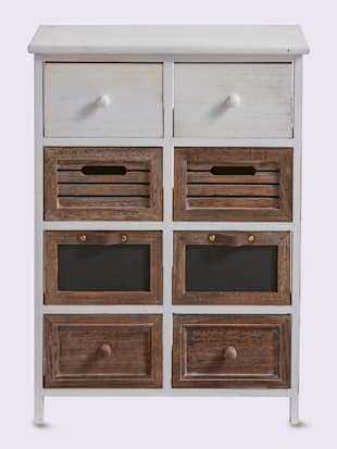 Commode bois massif de paulownia - helline home - Blanc-marron