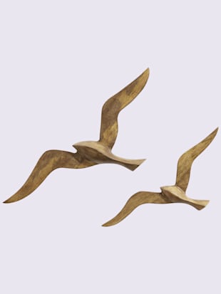 Lot de 2 décorations murales oiseaux décoration murale « mouette » - helline home - Marron