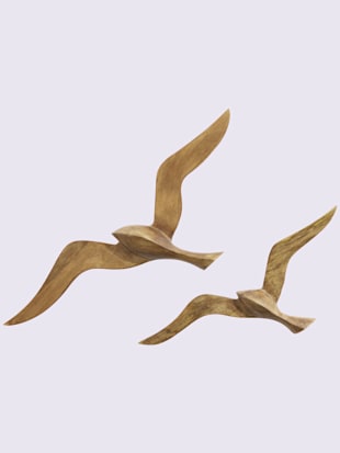 Lot de 2 décorations murales oiseaux décoration murale « mouette » - helline home - Marron