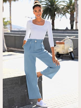 T-shirt manches longues encolure dos arrondie - LASCANA - Blanc