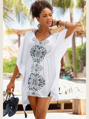 Tunique encolure en v dégagée - Buffalo - Blanc-noir Imprimé