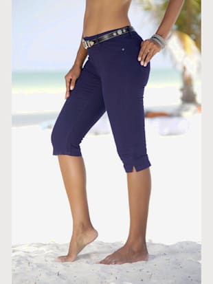 jean corsaire 7/8 coupe 5 poches classique - beachtime - marine