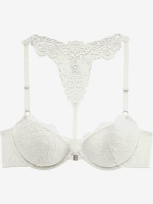 Soutien-gorge push-up féminin en dentelle florale - LASCANA - Crème