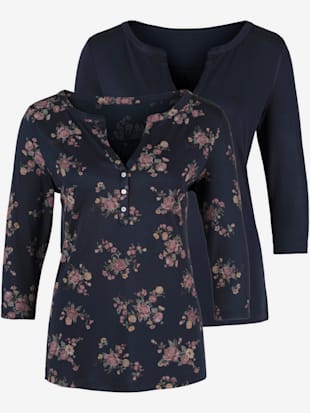 T-shirt à manches 3/4 lot de 2 pratique - LASCANA - Marine