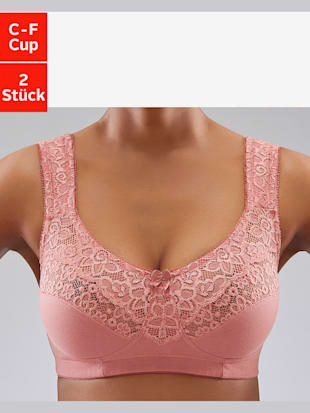 Soutien-gorge large soutien-gorge en coton - petite fleur - Terre Cuite + Crème