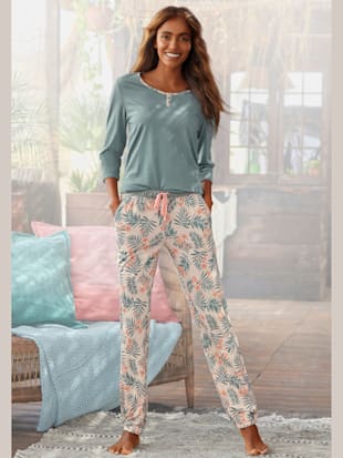 Pyjama avec pantalon imprimé - LASCANA - Vert-sable