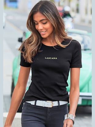 T-shirt logo lascana couleur or devant - LASCANA - Bordeaux, Noir