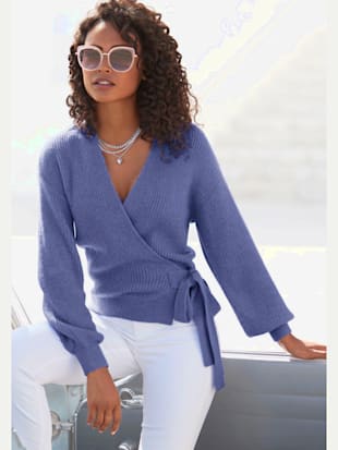 Veste cache-cœur en tricot veste en tricot à nouer - LASCANA - Bleu
