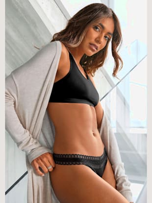 Bustier lascana avec dentelle graphique - LASCANA - Noir