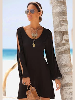 T-shirt long encolure ronde - LASCANA - Noir