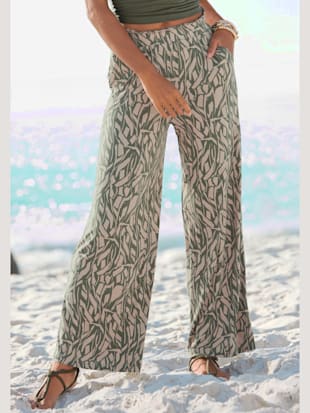 pantalon en jersey pantalon d'été léger au look paperbag - buffalo - kaki-sable imprimé