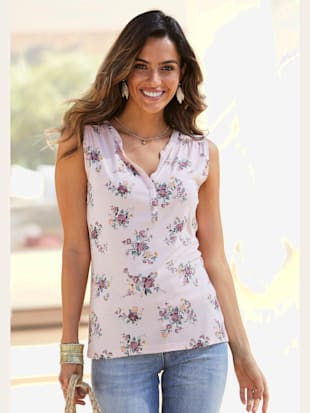 Débardeur lot de 2 : imprimé floral et uni - LASCANA - Rose