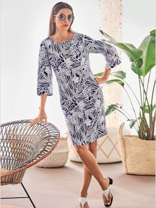 Robe imprimée qualité tissée - Rick Cardona - Marine-blanc Imprimé