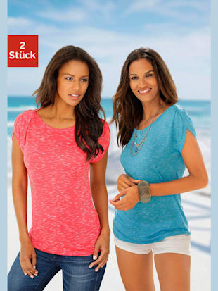 Lot de 2 t-shirts lascana - LASCANA - Corail, Turquoise