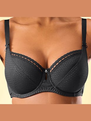 Soutien-gorge balconnet avec armatures pour un joli décolleté - petite fleur - Blanc + Noir
