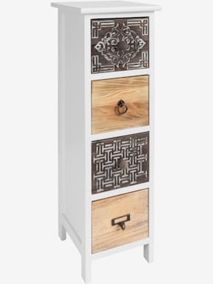 Commode paulownia massif et mdf - helline home - Blanc-marron