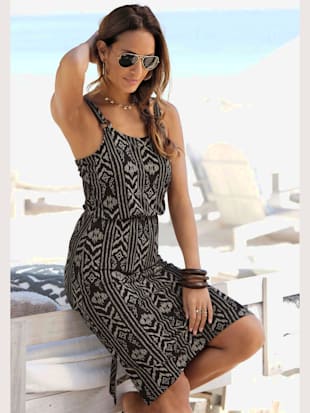 Robe en jersey anneau sur les bretelles - LASCANA - Noir-crème Imprimé