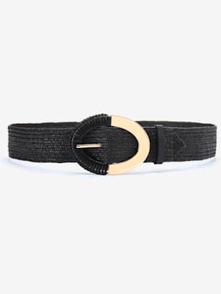 Ceinture+elastique+avec+boucle+decorative+et+details+dores+-+LASCANA+-+noir