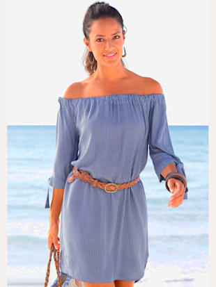 Robe chemisier robe d'été courte en viscose - LASCANA - Bleu-blanc