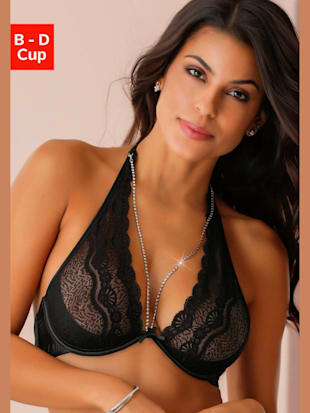 Soutien-gorge dos nu érotique, chaîne à strass amovible - LASCANA Belle Affaire - Noir