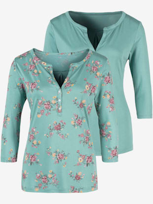 T-shirt à manches 3/4 lot de 2 pratique - LASCANA - Menthe