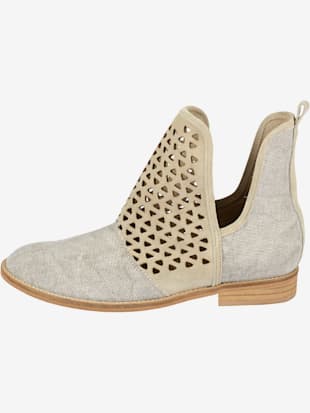 Bottines cuir nappa vachette et textile - - Beige