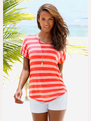 T-shirt beach time avec encolure ronde - Beachtime - Corail