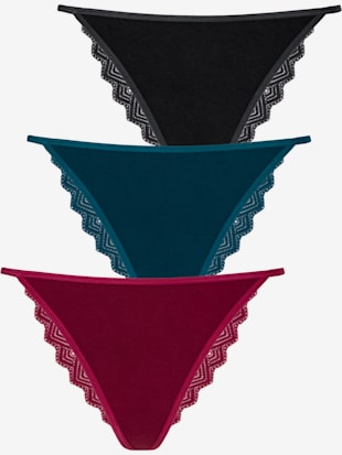 Lot de 3 slips brésiliens lascana - LASCANA - Bordeaux, Pétrole, Noir