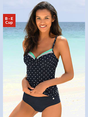 Haut de maillot de bain à armatures mélange tendance de rayures et de pois - LASCANA - Marine-turquo