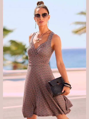 Robe en jersey col v effet cache-cœur - Vivance - Imprimé