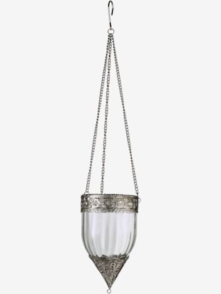panier suspendu pendentif en verre - helline home - couleur argent antique