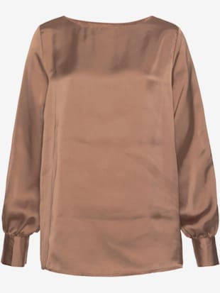 Chemisier en satin fentes latérales à l'ourlet - LASCANA - Marron Toffee