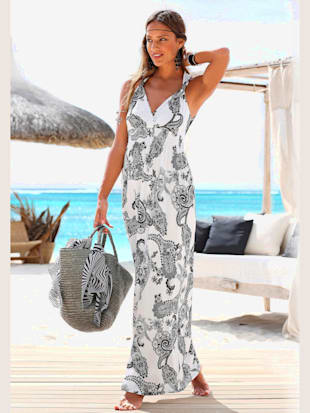 Robe longue séduisante encolure réglable - LASCANA - Noir-blanc Imprimé