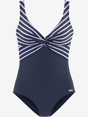 Maillot de bain imitation rayures - LASCANA - Marine-blanc