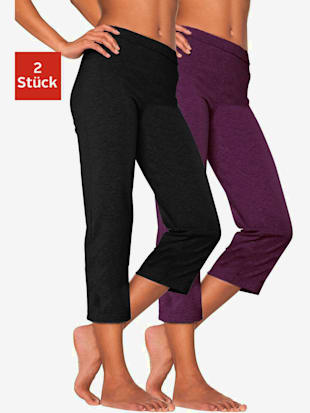corsaire lot de 2 pantalons basiques longueur 3/4 - vivance active - 1x noir, 1x mûre