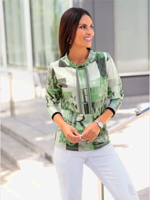 Sweat-shirt 50% modal - - Vert Pomme À Motifs