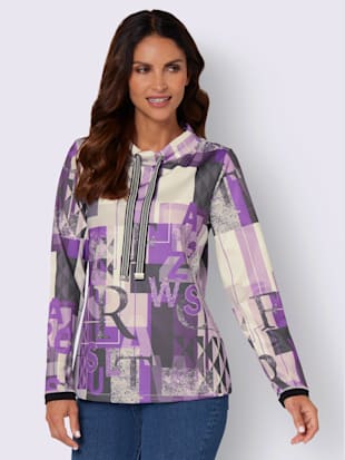 sweat-shirt 50% modal -  - violet à motifs