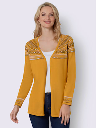 Veste en tricot pur coton - - Ocre