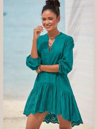 Chemisier long encolure en v à col montant - LASCANA - Vert