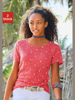 Lot de 2 t-shirts beachtime - Beachtime - Rouge, Crème