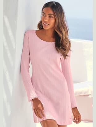 chemise de nuit courte fantaisie en tricot ajouré - s.oliver - rose pâle