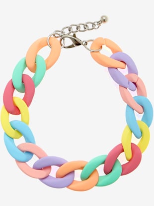 Ensemble collier et bracelet style gourmette - LASCANA - Rose-bleu Pastel-jaune Pastel-violet Pastel