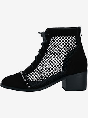 Bottines cuir velours vachette et textile - - Noir