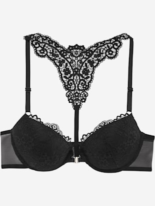 Soutien-gorge push-up féminin en dentelle florale - LASCANA - Noir