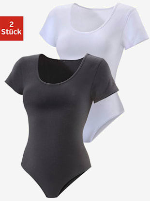 body t-shirt lot de 2 combinés t-shirt à manches courtes - vivance - noir, blanc