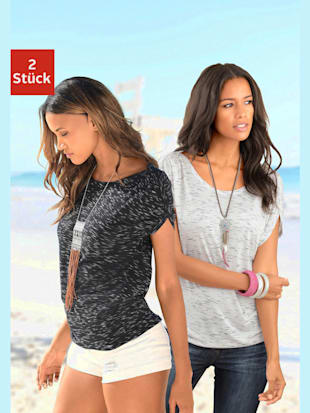 Lot de 2 t-shirts lascana - LASCANA - Noir, Blanc